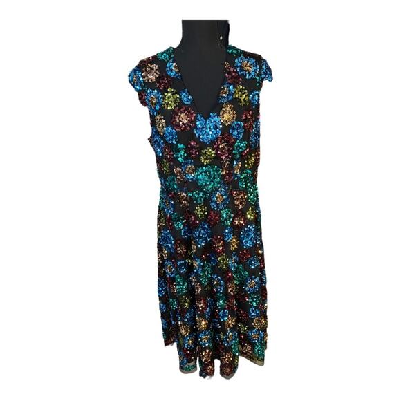Anthropologie Eva Franco Glenna Sequined Midi Dress Size 8 - Picture 5 of 11